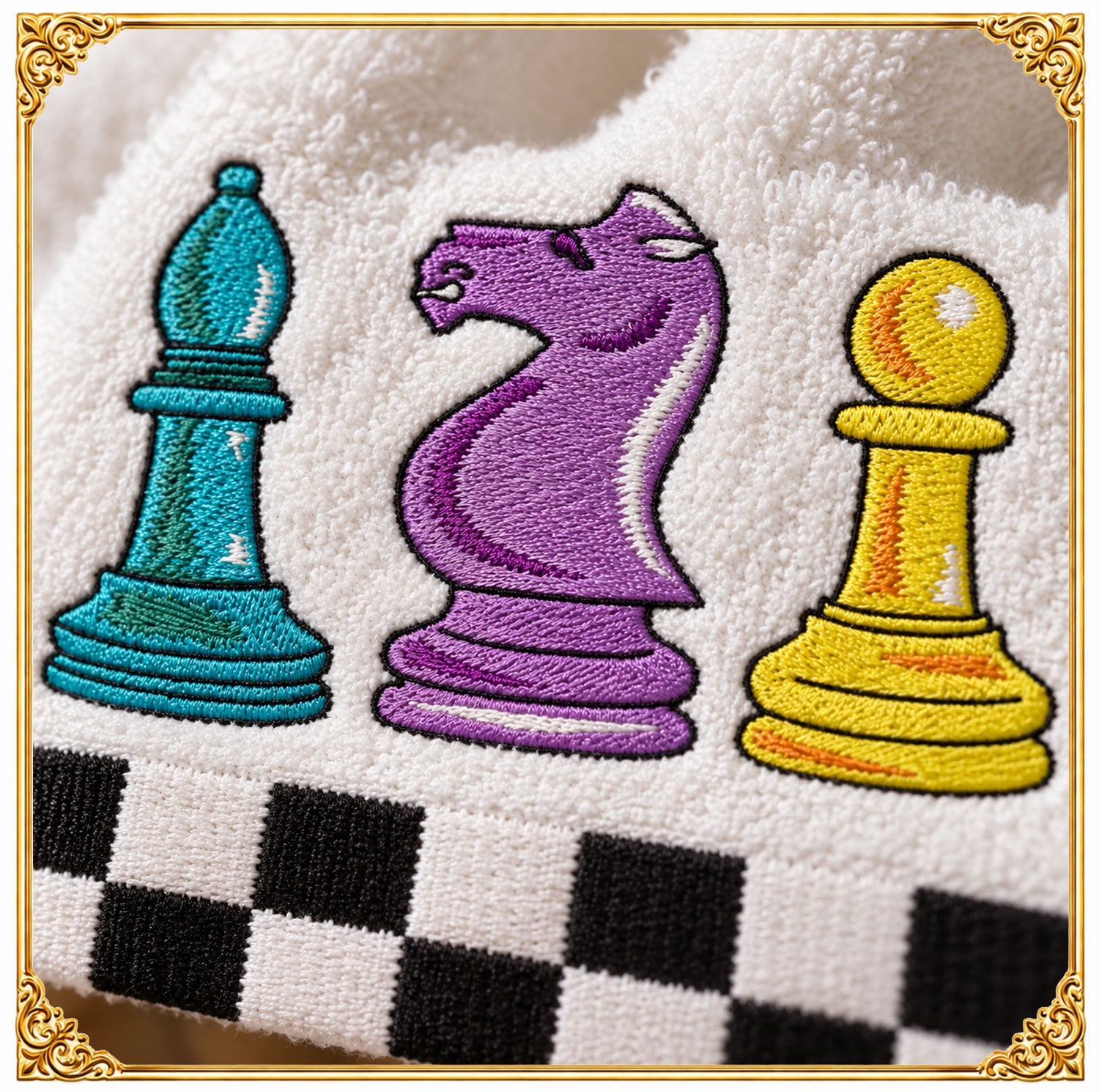 Colorful Chess Pieces Embroidery Design Set, King Queen Knight Bishop Rook Pawn (Instant Download)
Colorful royal chess set machine embroidery design collection with six detailed pieces – king, queen, knight, bishop, rook and pawn – digitized with smooth satin outlines and bright fills for crisp, clean stitching.