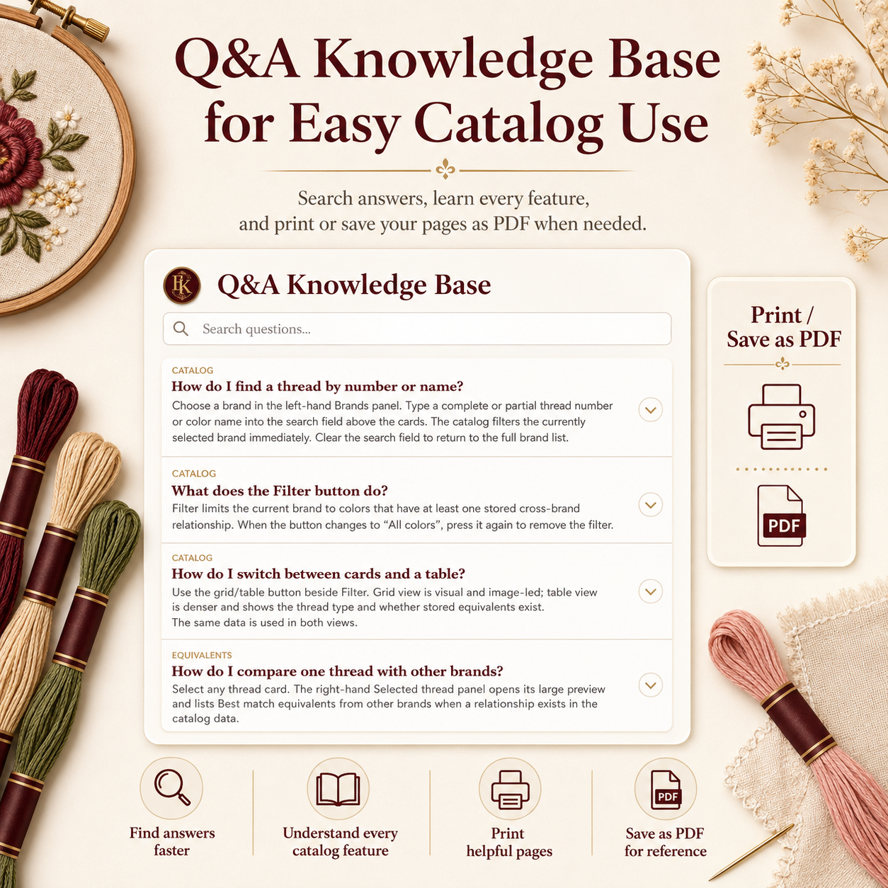 Interactive Hand Embroidery Thread Catalog | DMC Floss Converter, Color Matching, Cross Stitch Calculators & Palette