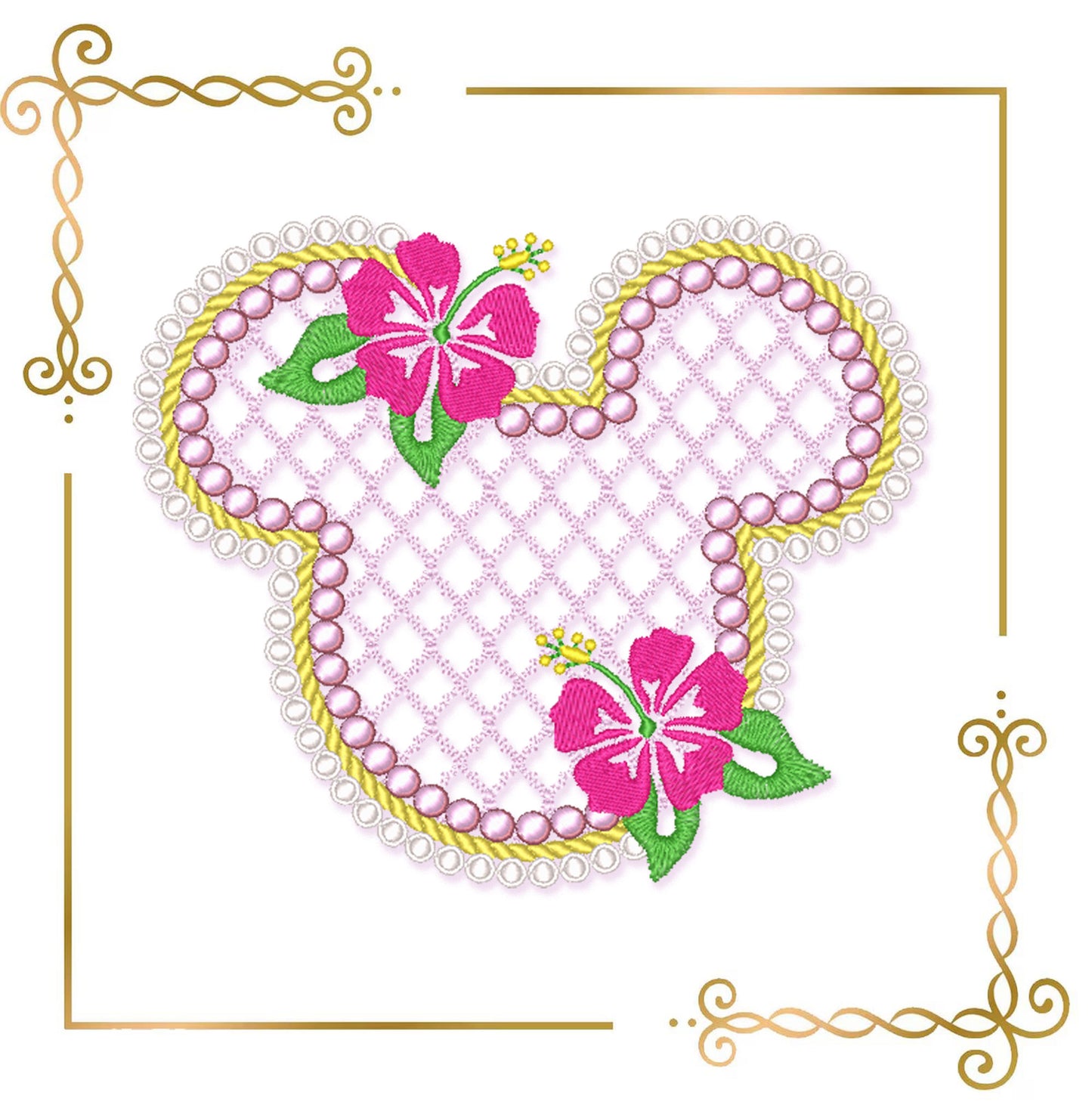 Valentines day Embroidery design Head Mouse Ears Floral Frame Embroidery Design –  Machine Embroidery Design