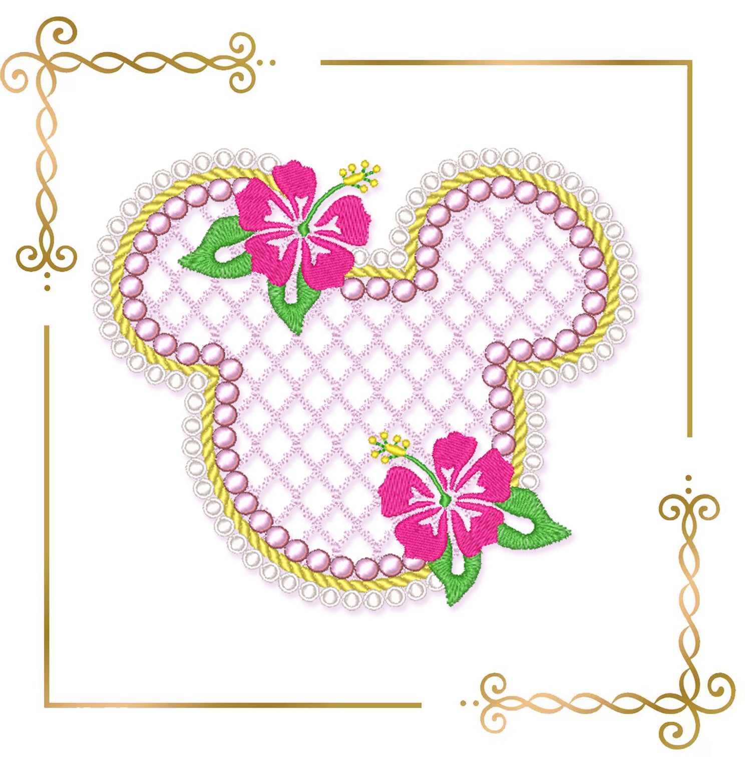 Valentines day Embroidery design Head Mouse Ears Floral Frame Embroidery Design –  Machine Embroidery Design