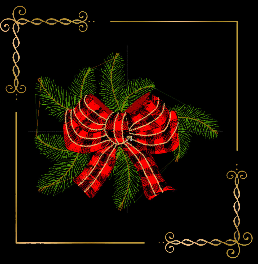 Christmas bow Winter Christmas tree branches  digital embroidery design