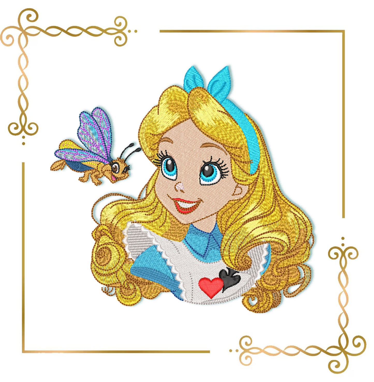 Princess Alice in Wonderland Embroidery Design, Alice Machine Embroidery File, Fantasy Girl Embroidery, Tea Party Instant Download