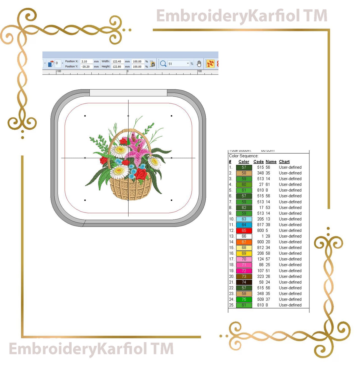 Flowers Flower Basket Embroidery Design, Floral Bouquet, Daisy Rose Lily cottagecore  Summer Pes, Instant Download