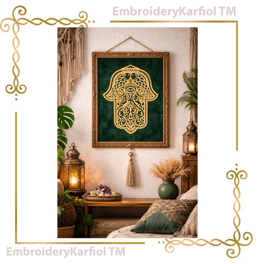 Religion Embroidery Design Hamsa Hand, Ornamental Symbolic Decor, Evil Eye Machine Embroidery Pattern, Instant Download
