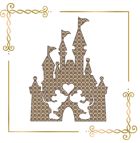 Mickey and Minnie Mouse castle love valentines day digital machine embroidery design