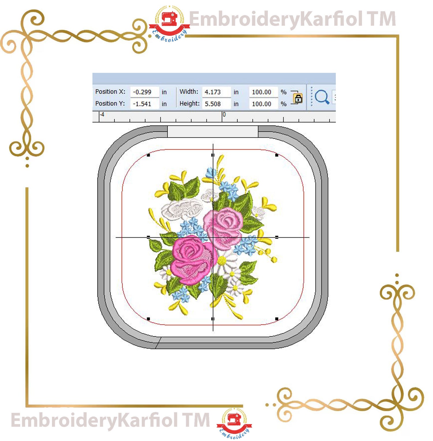 Flowers Bouquet Embroidery Design | Rose Flower Machine Embroidery Pattern | Wedding Spring Garden Embroidery | Instant Download