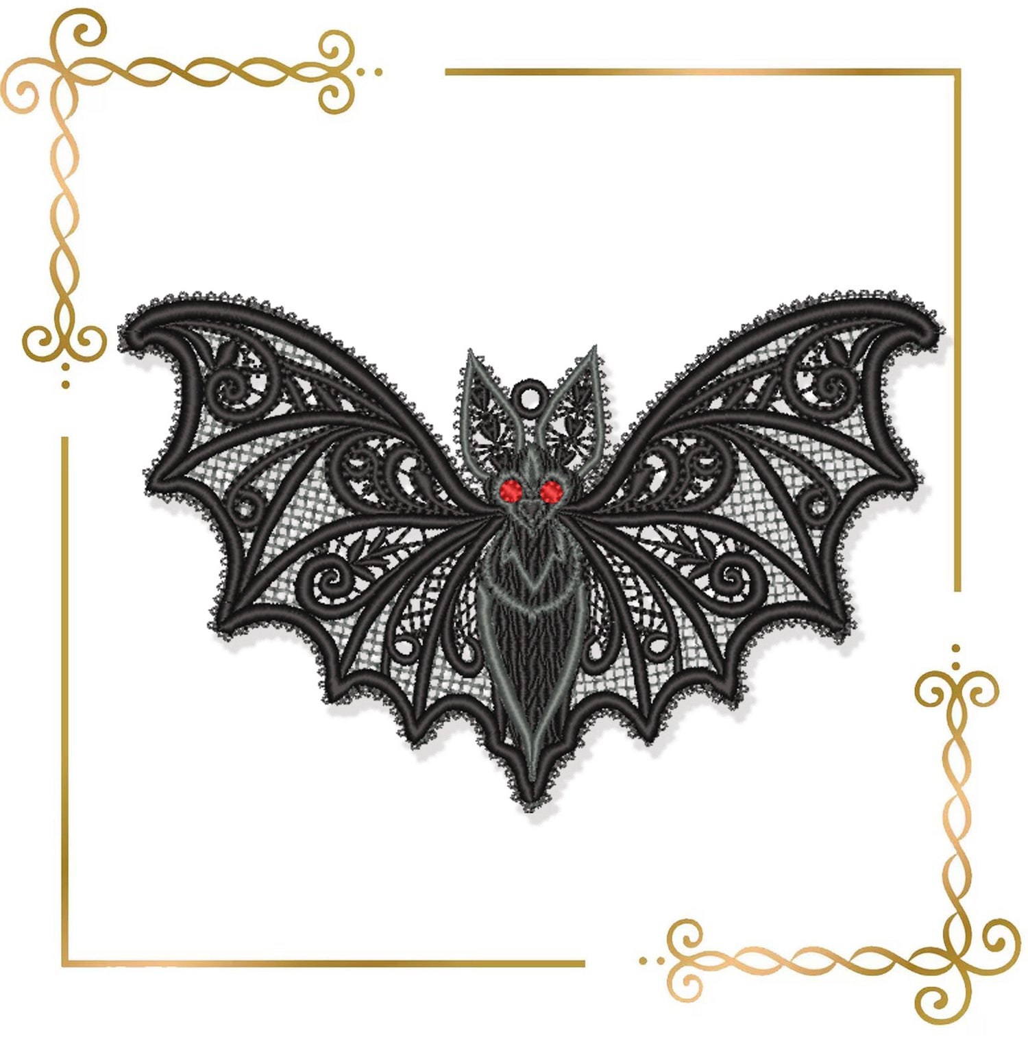 Halloween -Gothic Freestanding Lace Bat Pendant FSL Machine Embroidery Design, Halloween Ornament, Instant (Digital Download)