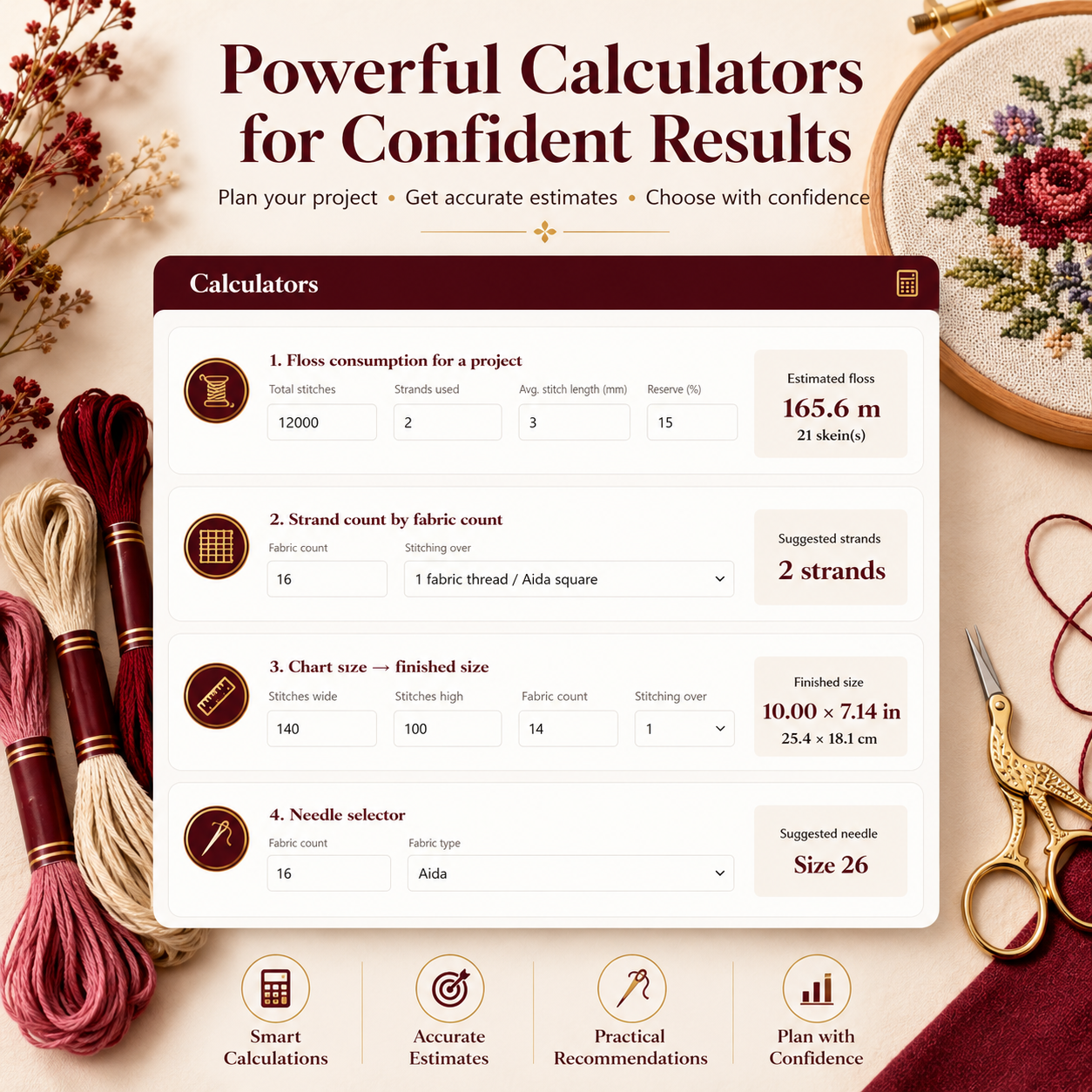 Interactive Hand Embroidery Thread Catalog | DMC Floss Converter, Color Matching, Cross Stitch Calculators & Palette