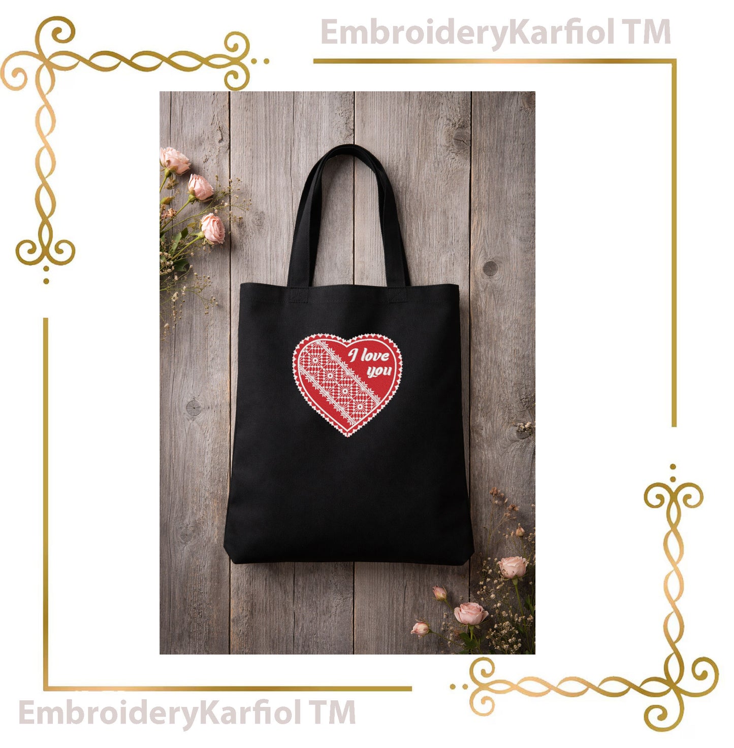 Valentines day Heart Embroidery Design, I Love You, Romantic Valentine Filet Lace Heart (3 Sizes)