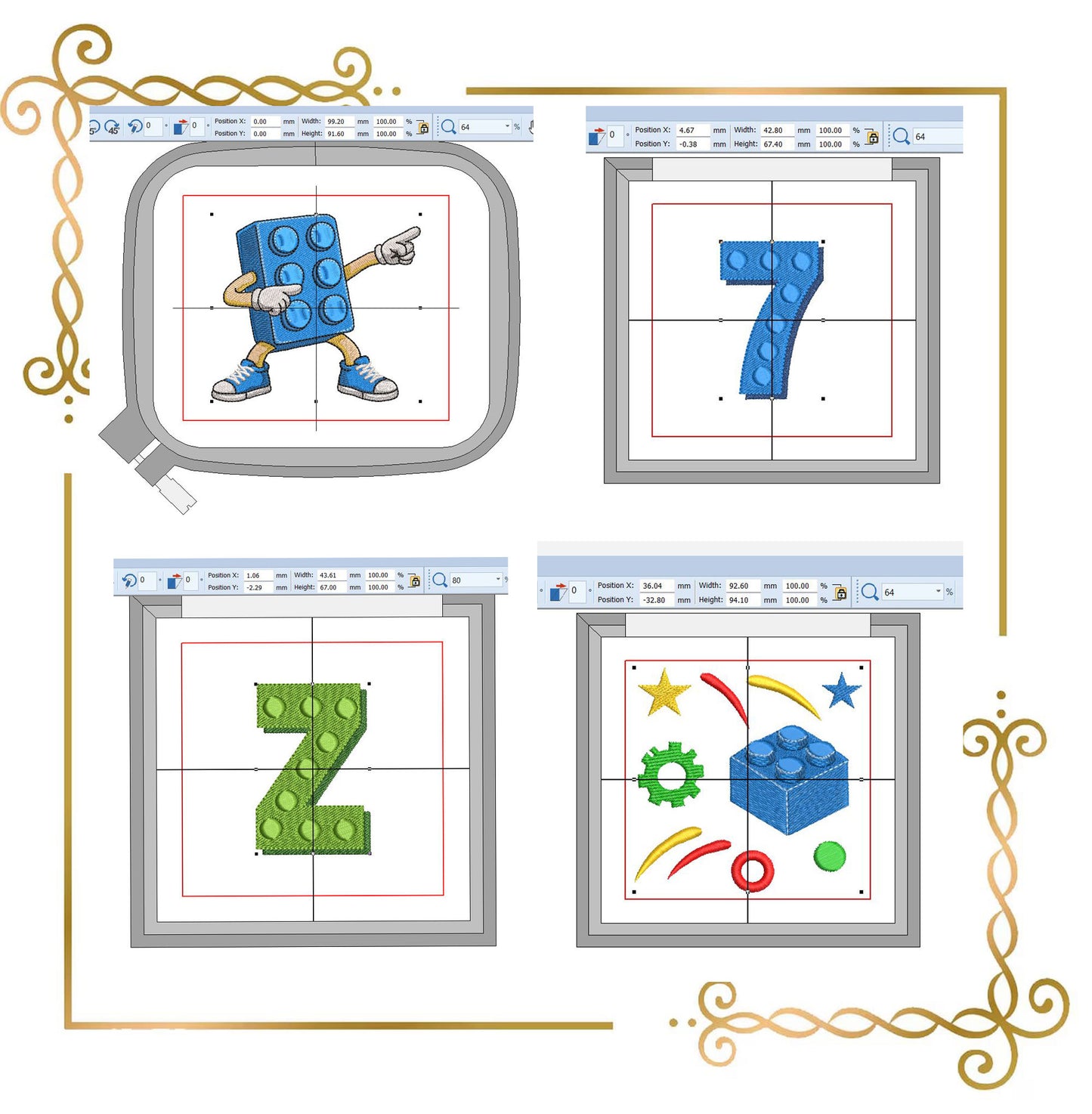 Building Block Alphabet,  Set, A-Z Letters, Numbers, Characters and SET - Machine Embroidery design  (Digital Download)