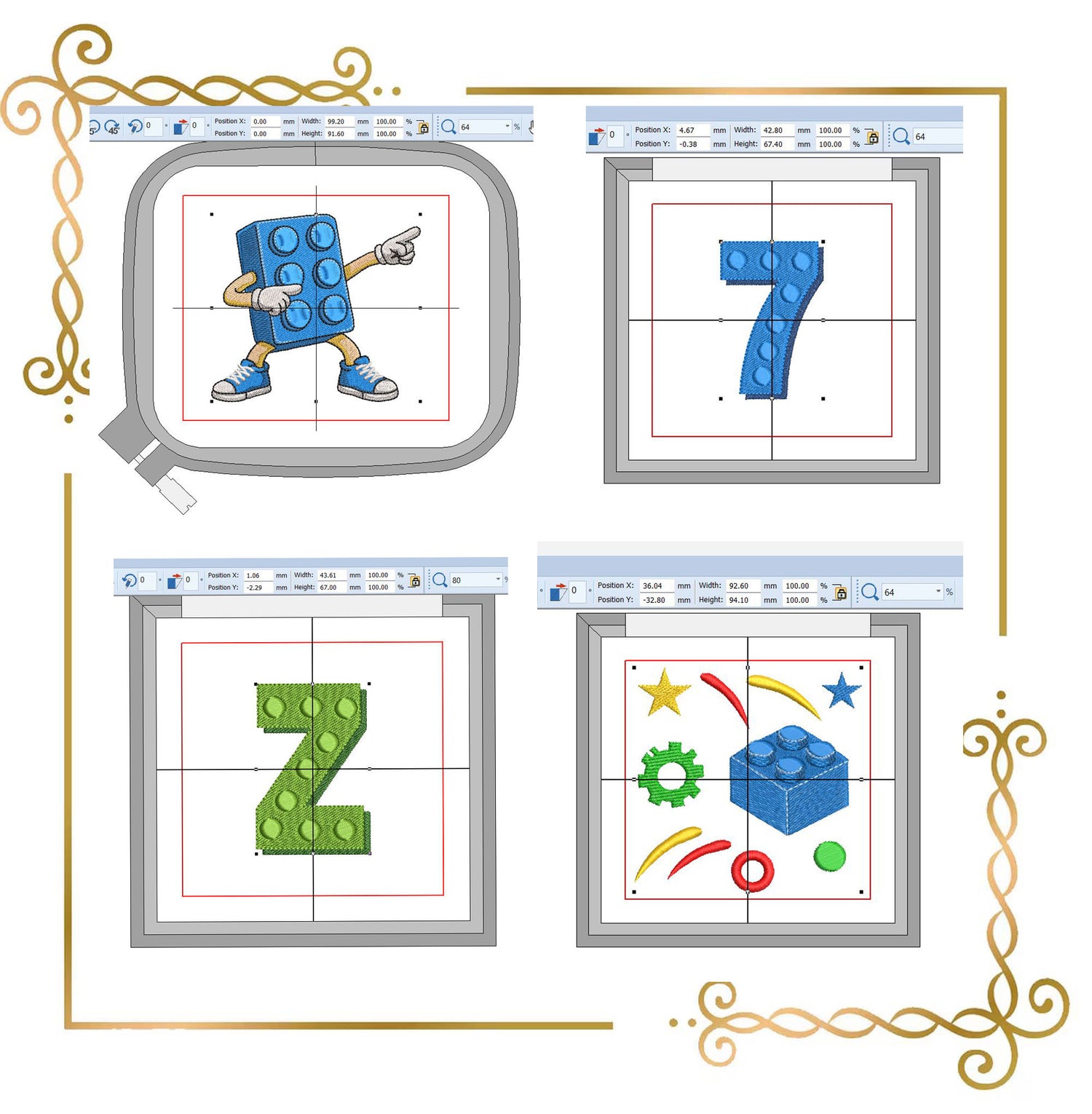 Building Block Alphabet,  Set, A-Z Letters, Numbers, Characters and SET - Machine Embroidery design  (Digital Download)