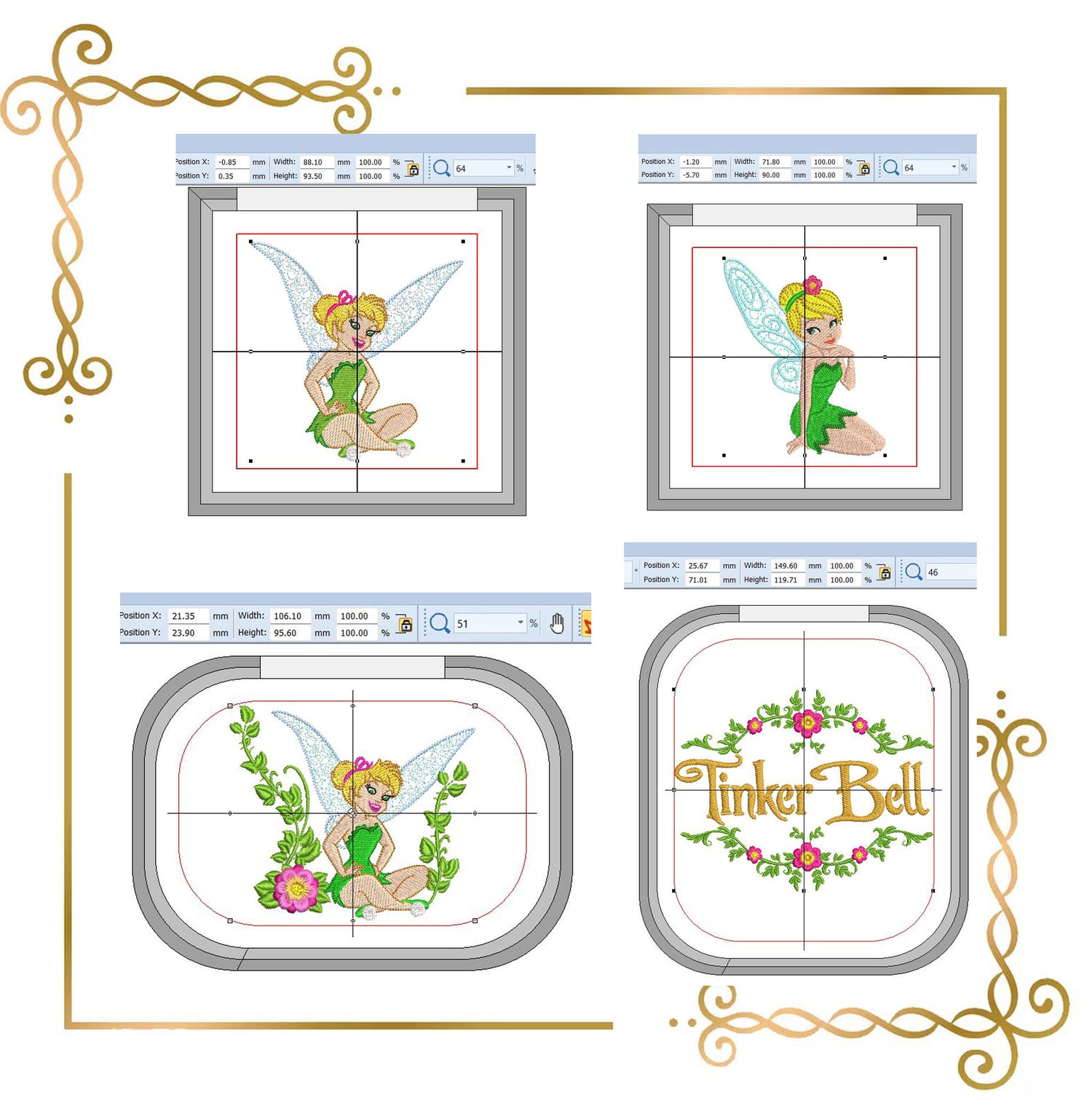 Princess Fabulous Fairy Tinker Bell fairy, Disney, Embroidery machine design SET 4 designs (Digital Download)