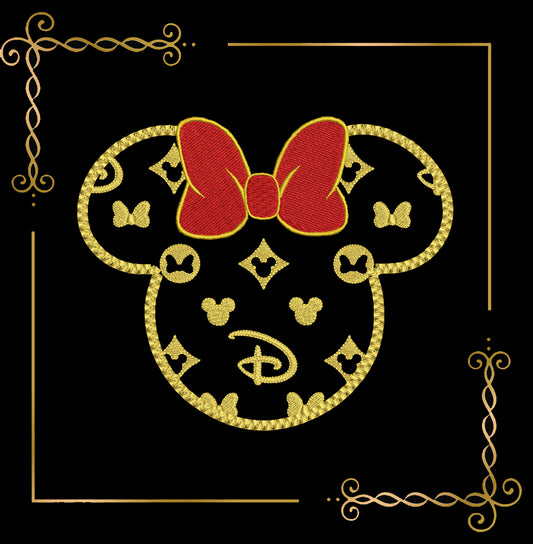 Minnie Mouse  Applique  Head  2 Sizes 2 options embroidery design to the direct download