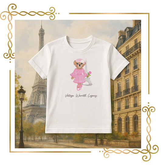 Embroidery Design – Paris Ballerina Bear with Rose | BearKarfiol™ Vintage Teddy | Eiffel Tower Machine Embroidery File