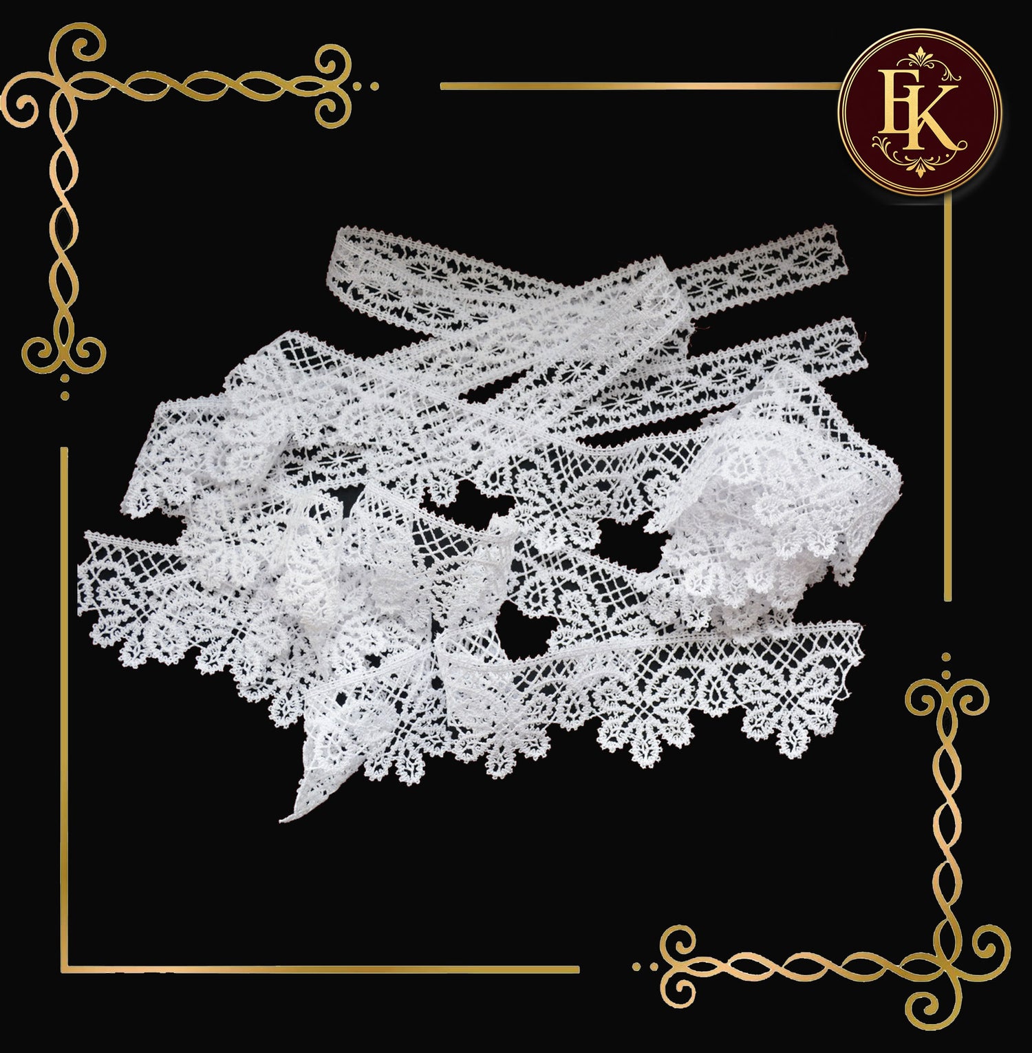 Lace and decorations Machine Embroidery Design FSL Battenberg, Lace Border Set | Free Standing Lace Trim & Insertion | Dress Collar Sleeve