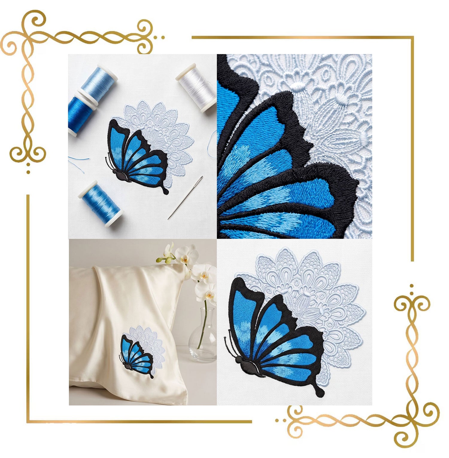 Lace and decorations Butterfly Lace Flower Machine Embroidery Design | Mix and Match Colors