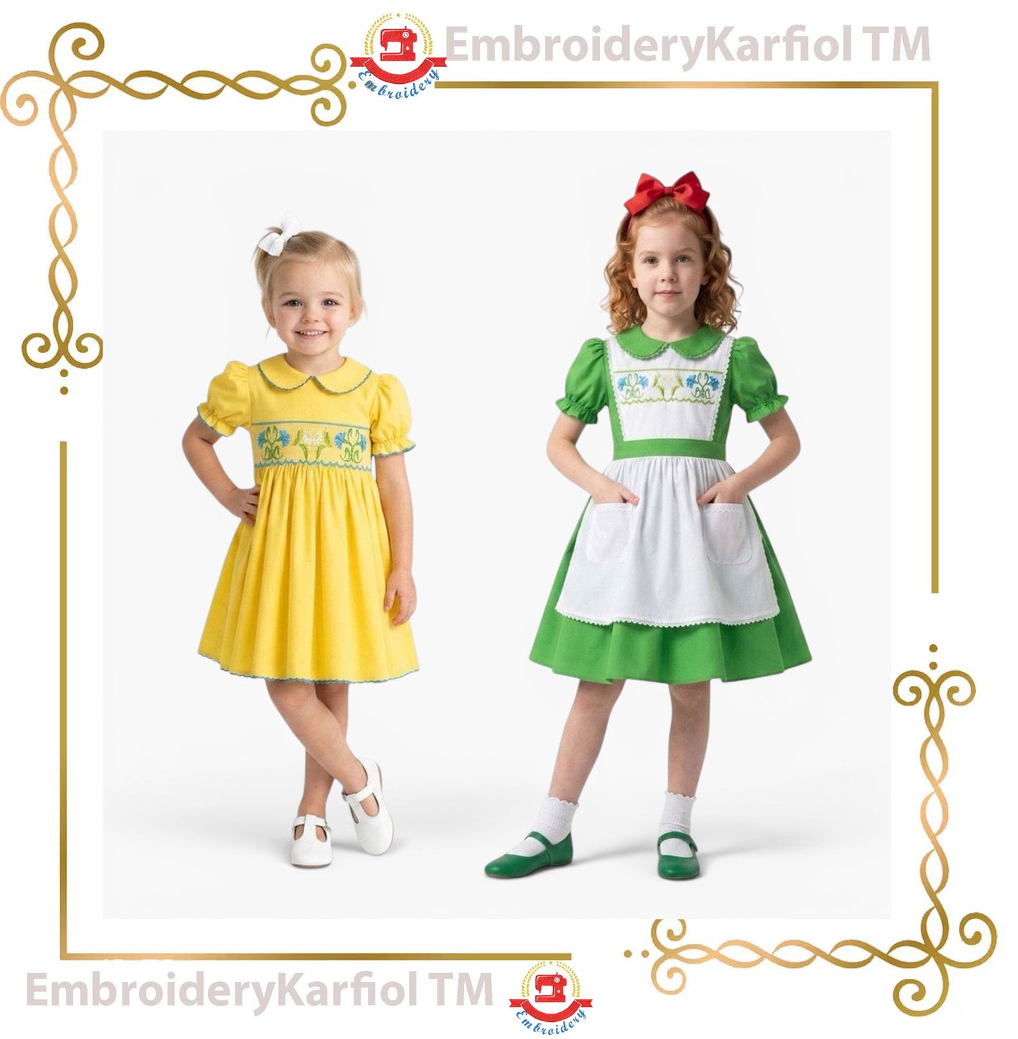 Smocking plate Embroidery Design Smocking Plate , Cornflower Daisy Border, Baby Girl Dress, Machine Embroidery Instant Download