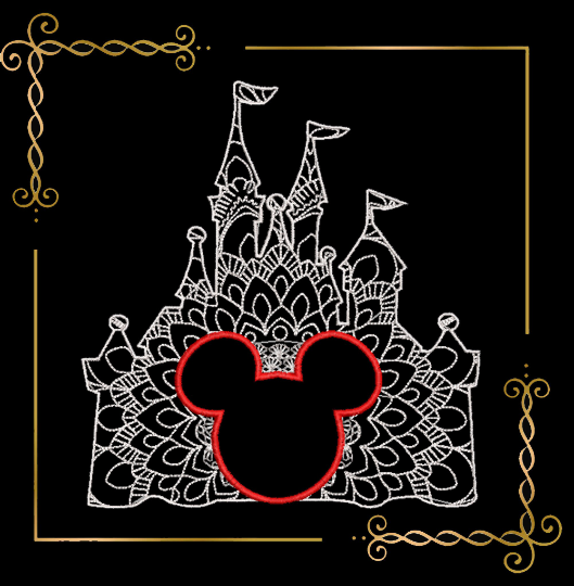 Mickey, Mouse, castle,  embroidery design to the direct download.