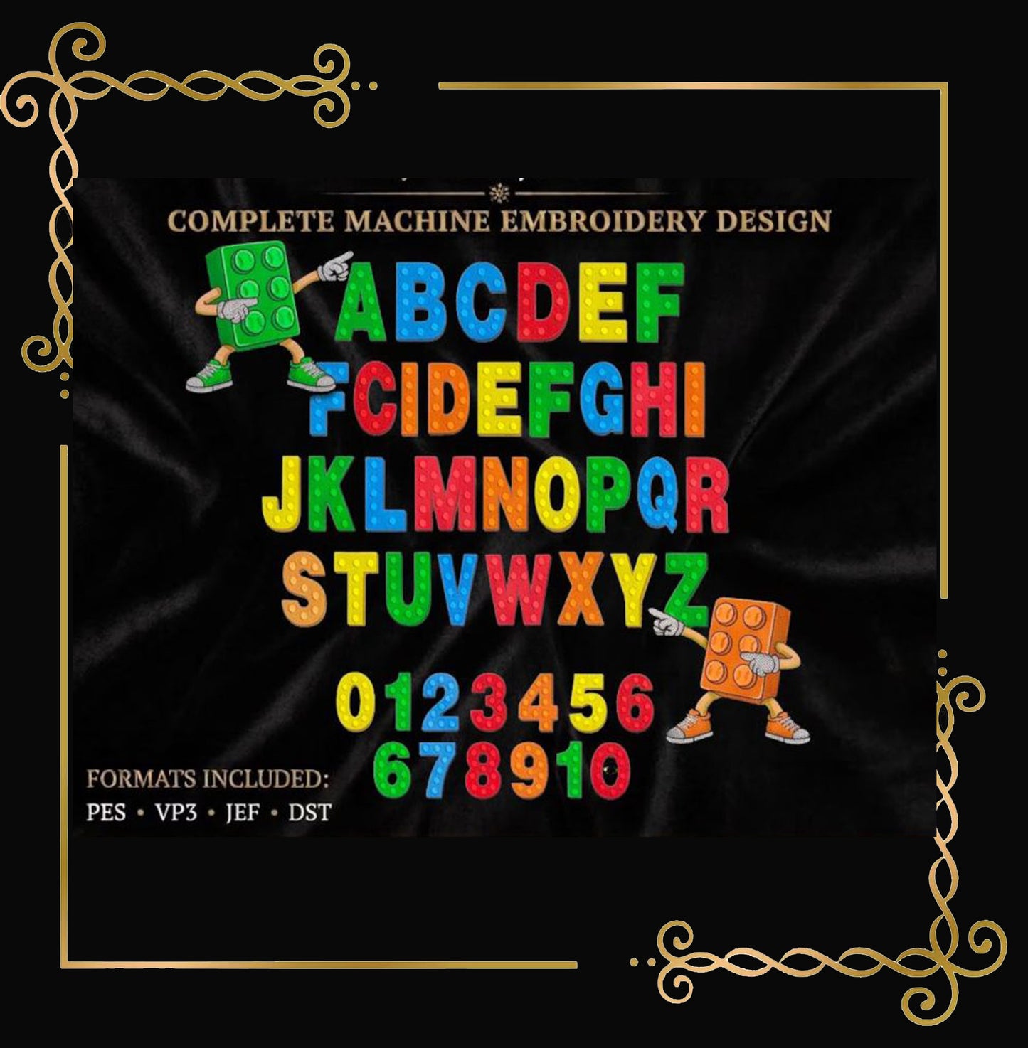 Building Block Alphabet,  Set, A-Z Letters, Numbers, Characters and SET - Machine Embroidery design  (Digital Download)