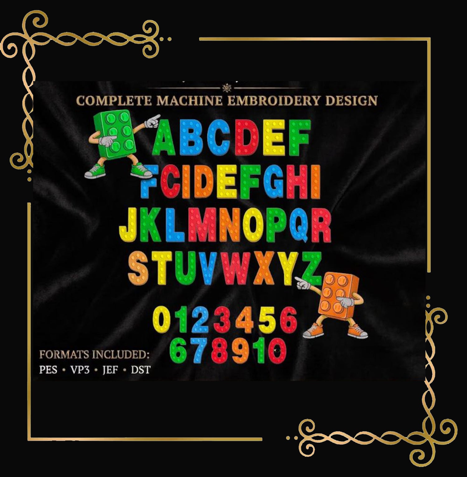 Building Block Alphabet,  Set, A-Z Letters, Numbers, Characters and SET - Machine Embroidery design  (Digital Download)