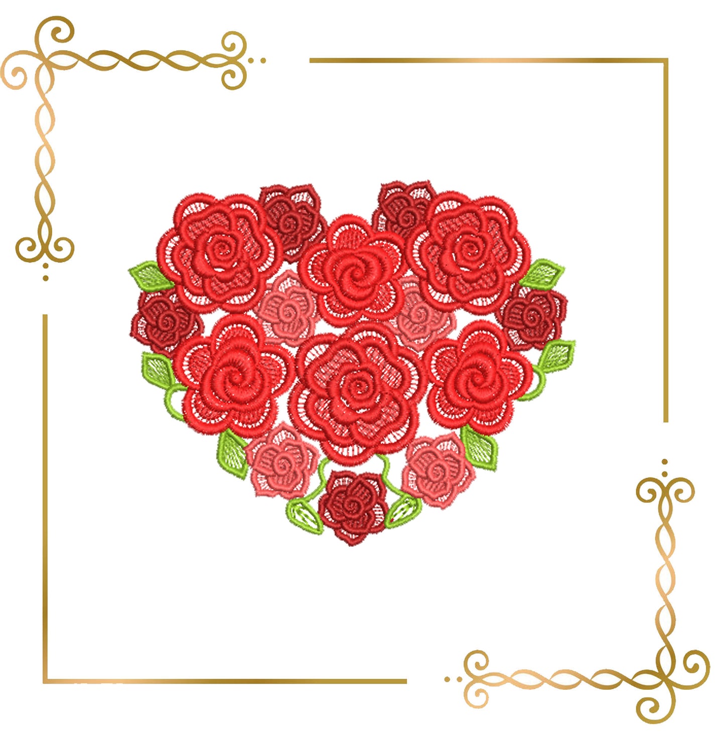 Valentines Day Romantic Floral Heart Perfect, MOM day, wedding, love Machine Embroidery Design 3 sizes