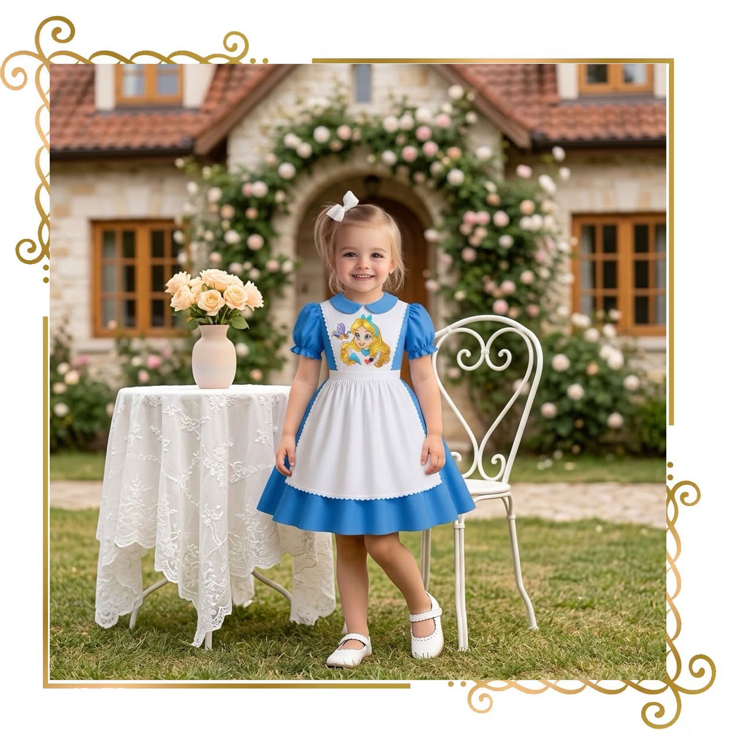 Princess Alice in Wonderland Embroidery Design, Alice Machine Embroidery File, Fantasy Girl Embroidery, Tea Party Instant Download