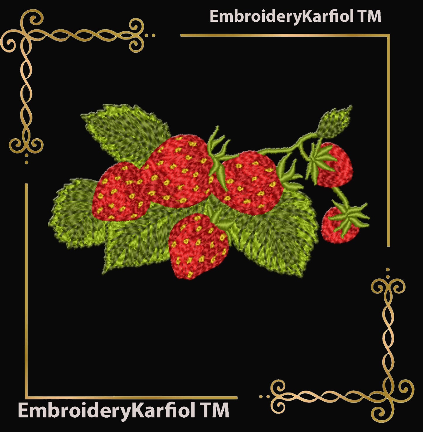 Flowers Embroidery Design Strawberry Branch, Realistic Berry Fruit, Botanical Summer Machine Embroidery Pattern, Instant Download