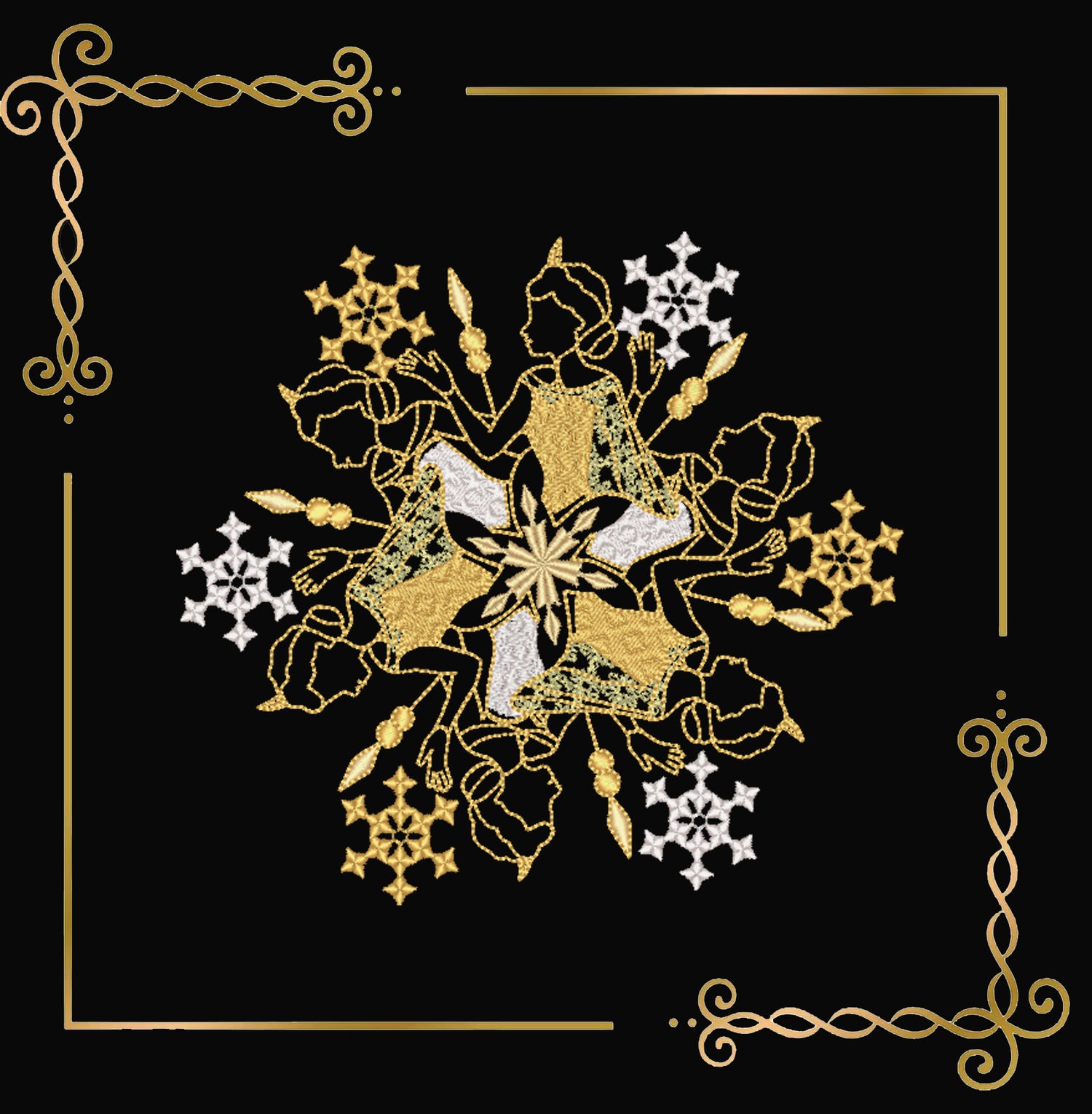 Frozen Princess Snowflake Set – 3 Embroidery Designs (Elsa, Anna, Olaf)