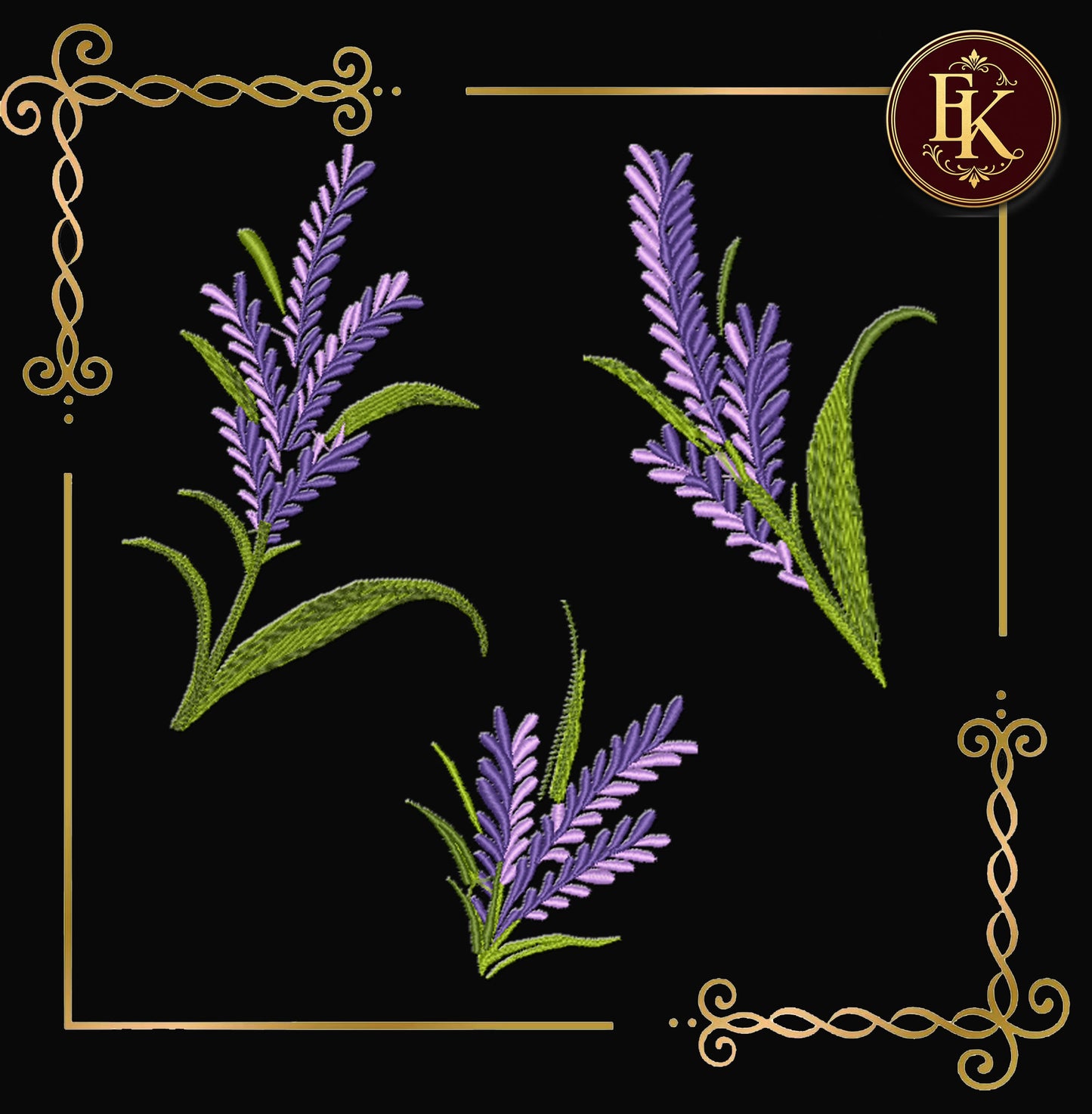Flowers Embroidery Design Lavender Branch Set, Botanical Floral, Provence Herb Garden Motifs