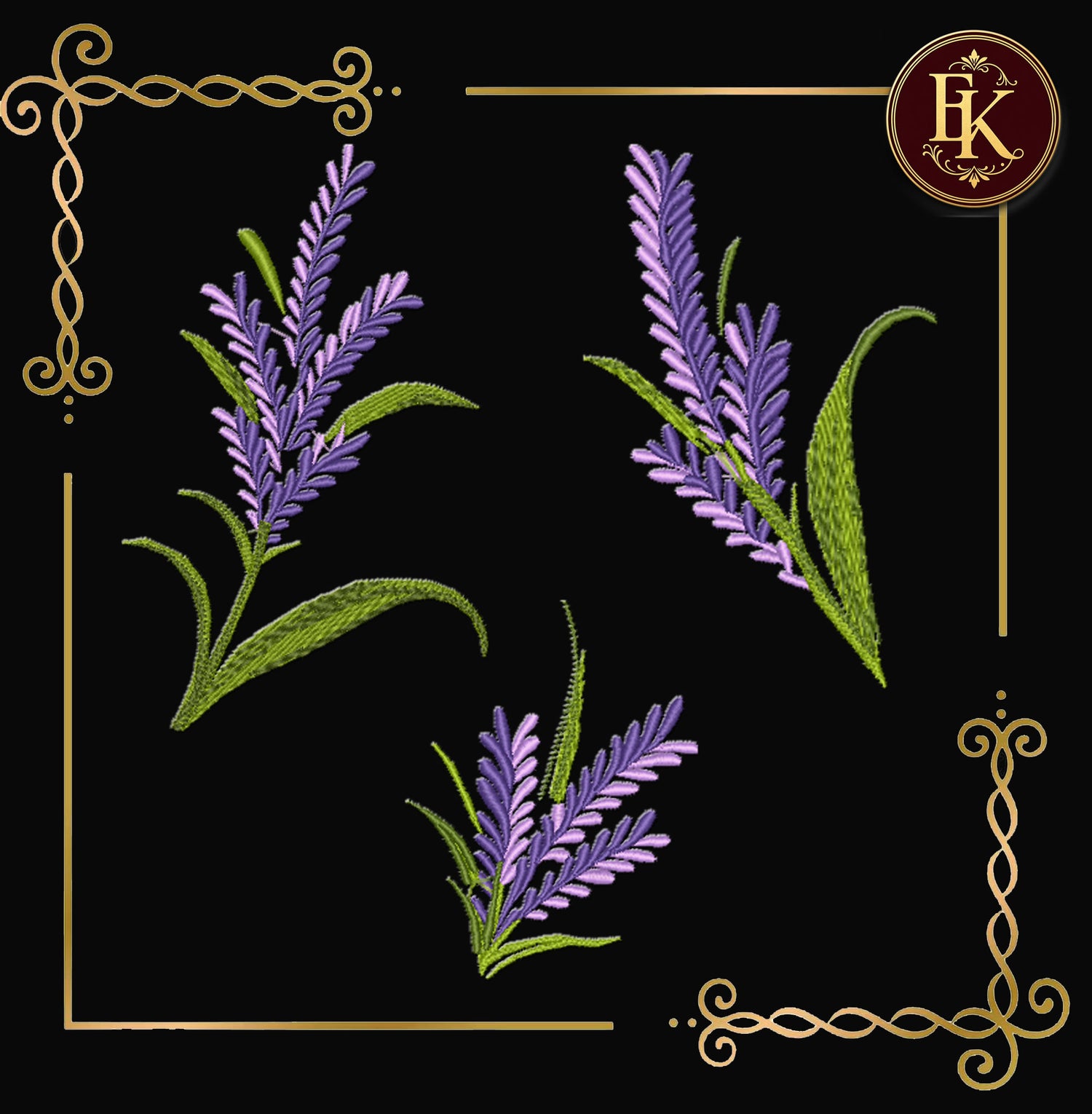 Flowers Embroidery Design Lavender Branch Set, Botanical Floral, Provence Herb Garden Motifs