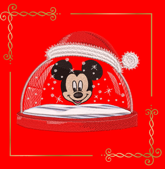 Christmas Mickey Mouse magical snow globe machine embroidery design digital