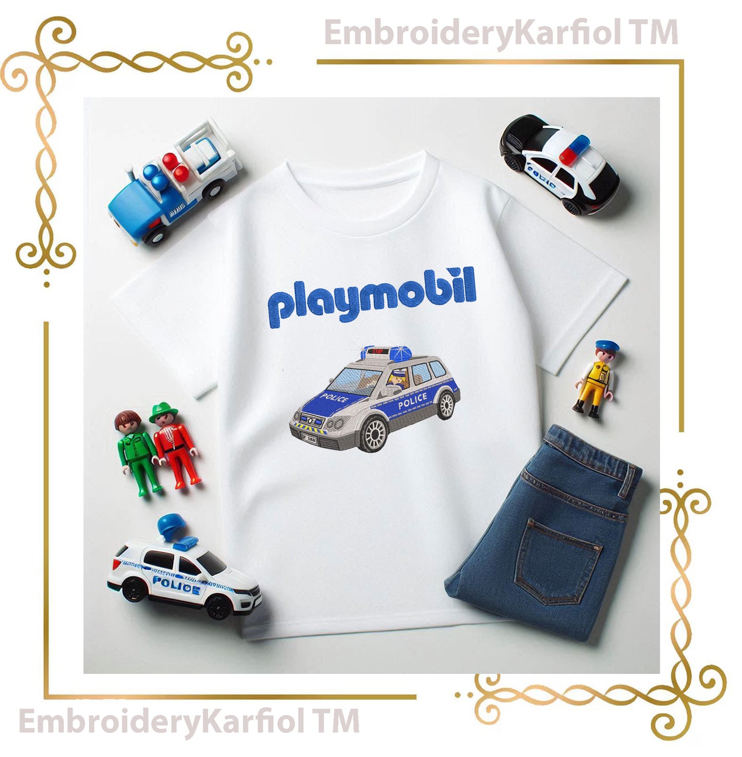 Cartoon Character Policemobil Playmobil Inspired Embroidery Design to the direct download