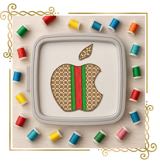 Embroidery design for T-shirts Apple with green and red stripes mashine embroidery design