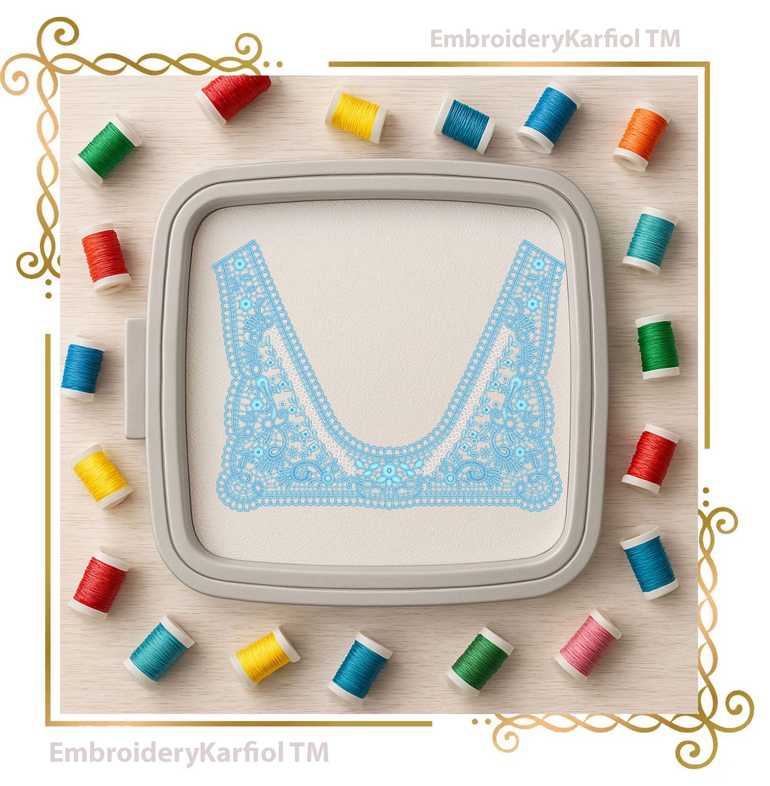 Lace Neckline Embroidery Design – Floral Guipure Collar for Dresses and Blouses