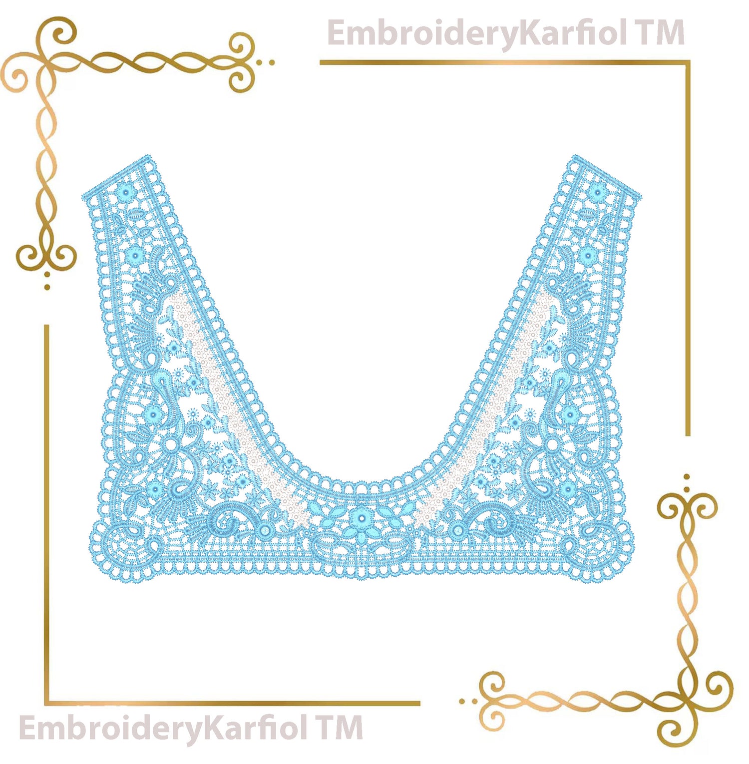 Lace Neckline Embroidery Design – Floral Guipure Collar for Dresses and Blouses