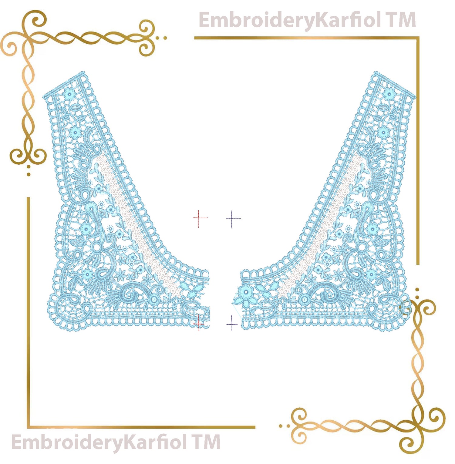 Lace Neckline Embroidery Design – Floral Guipure Collar for Dresses and Blouses