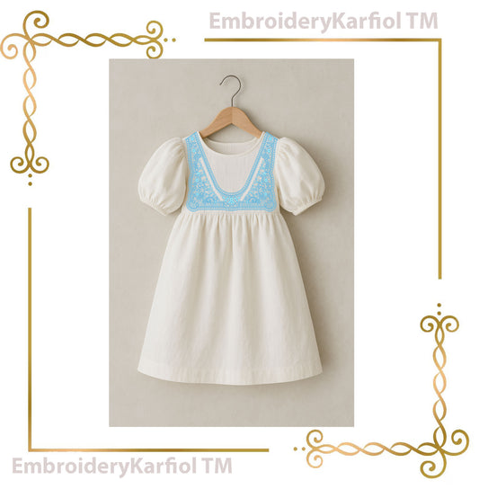 Lace Neckline Embroidery Design – Floral Guipure Collar for Dresses and Blouses