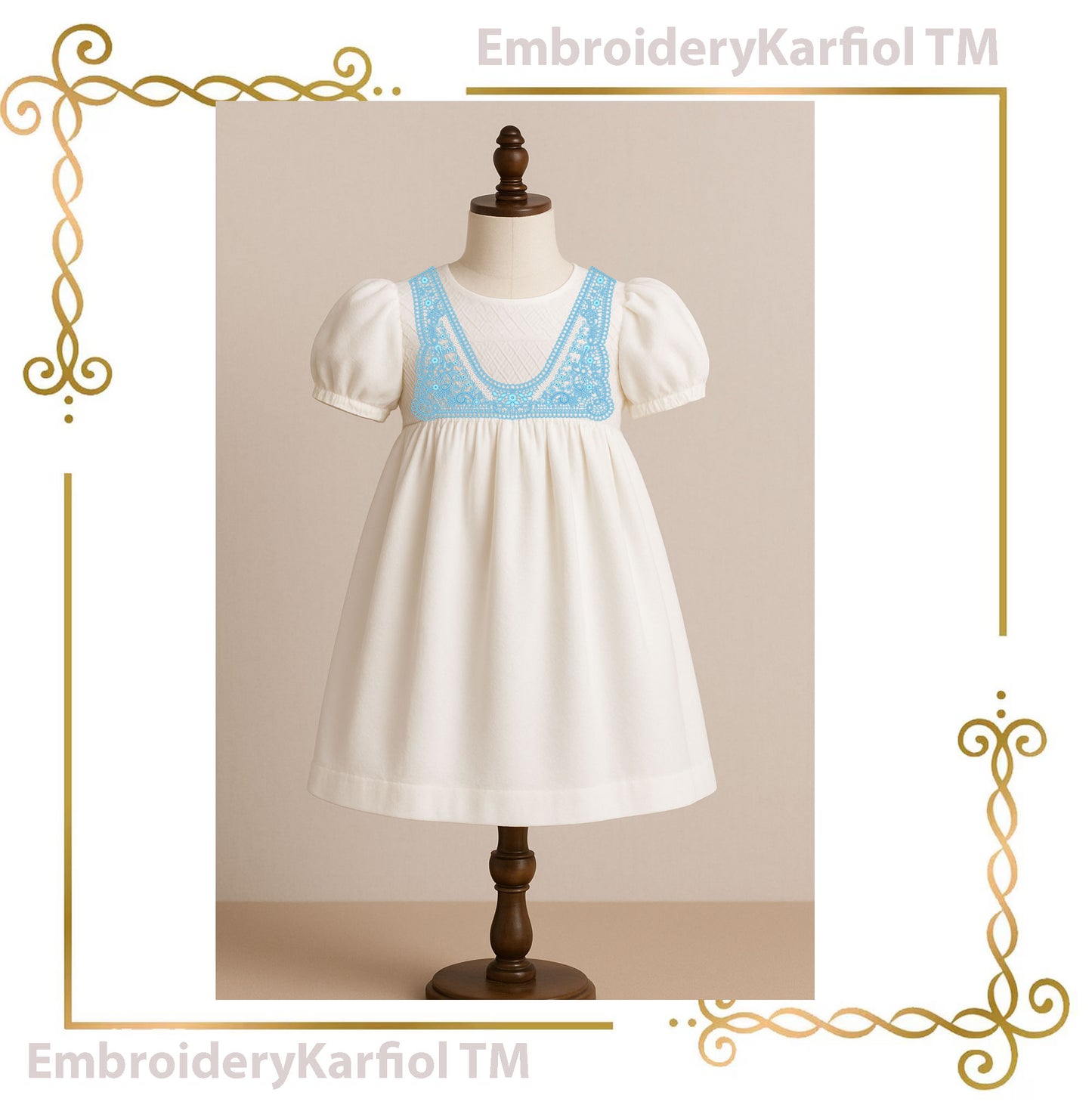 Lace Neckline Embroidery Design – Floral Guipure Collar for Dresses and Blouses