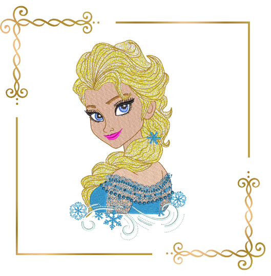 Princess Elsa Winter Frozen Disney with snowflakes machine Embroidery design