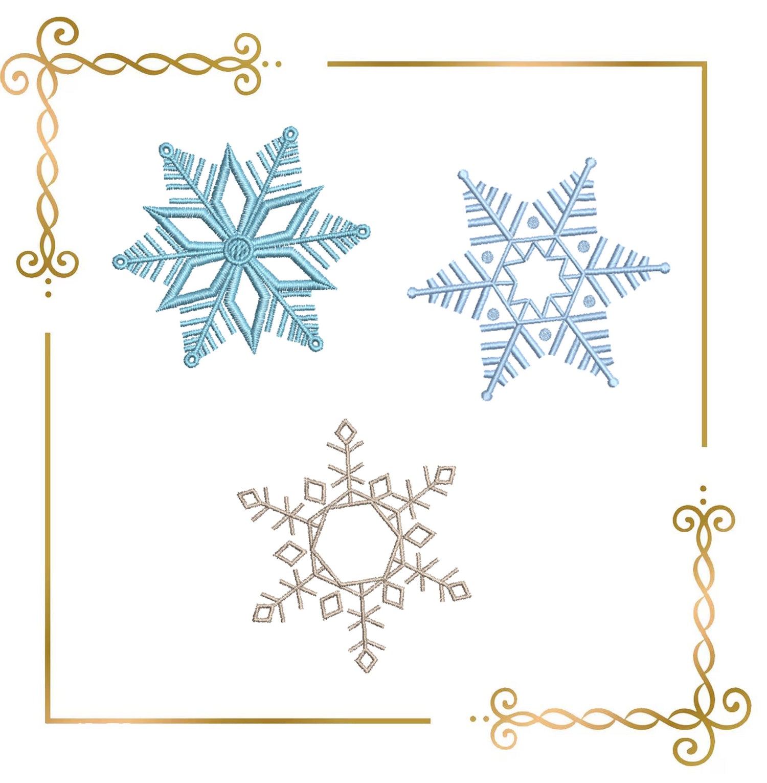 Princess Elsa and Anna Embroidery Design: Frozen Snowflake Frame, SET frozen (Direct Download)
