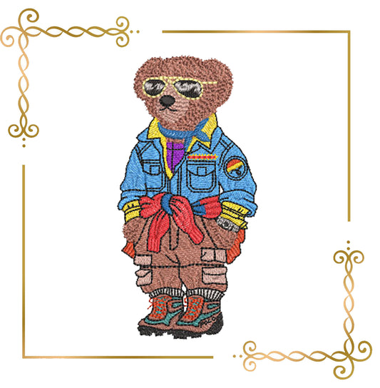 Teddy-Bear-denim-shirt-cargo-pants-glasses-embroidery-design-style-Ralph-Lauren