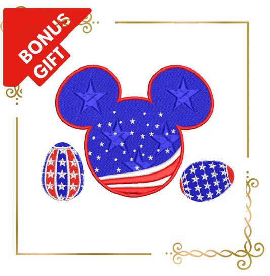 Badged - Gift  design Easter Mickey Mouse Head Eggs machine embroidery design