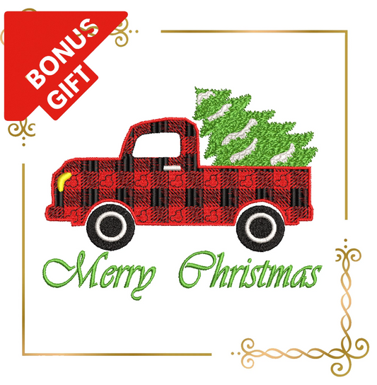 Badged - Gift design Christmas Merry christmas car machine embroidery design to the direct download
