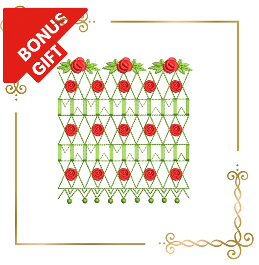 Badged - Gift  design Smocking Plate, Rose flower for dress machine embroidery design to the direct download.