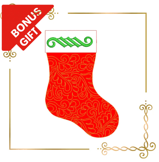Badged - Gift design Christmas Stockings Gift Bag Christmas Bag trapunto style quilting digital machine embroidery design