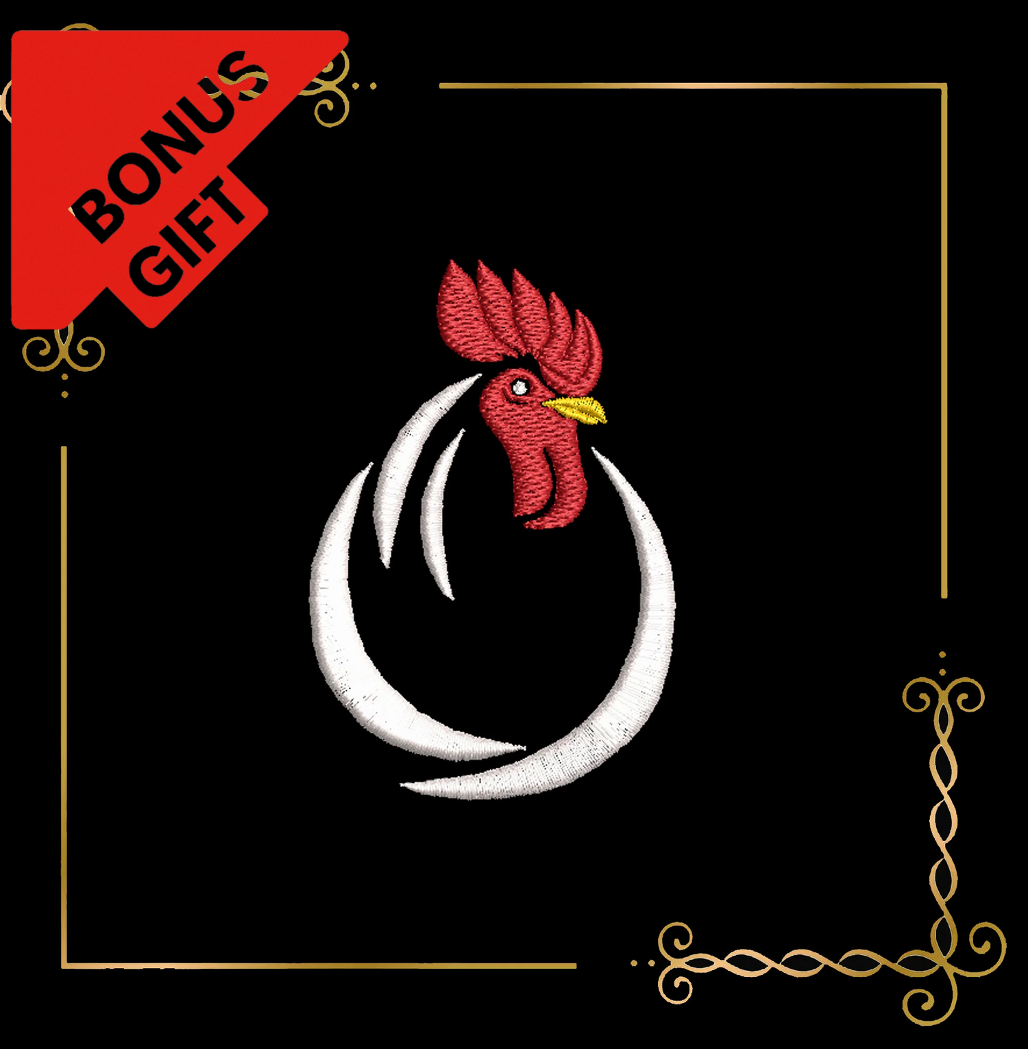 Badged - Gift design Animal Minimalist Rooster Head Embroidery Design