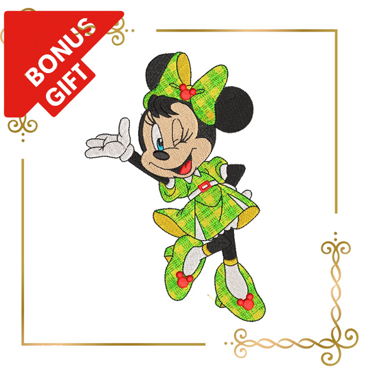 Badged - Gift design Minnie Mouse Christmas Fashionista    parody embroidery design to the direct download.