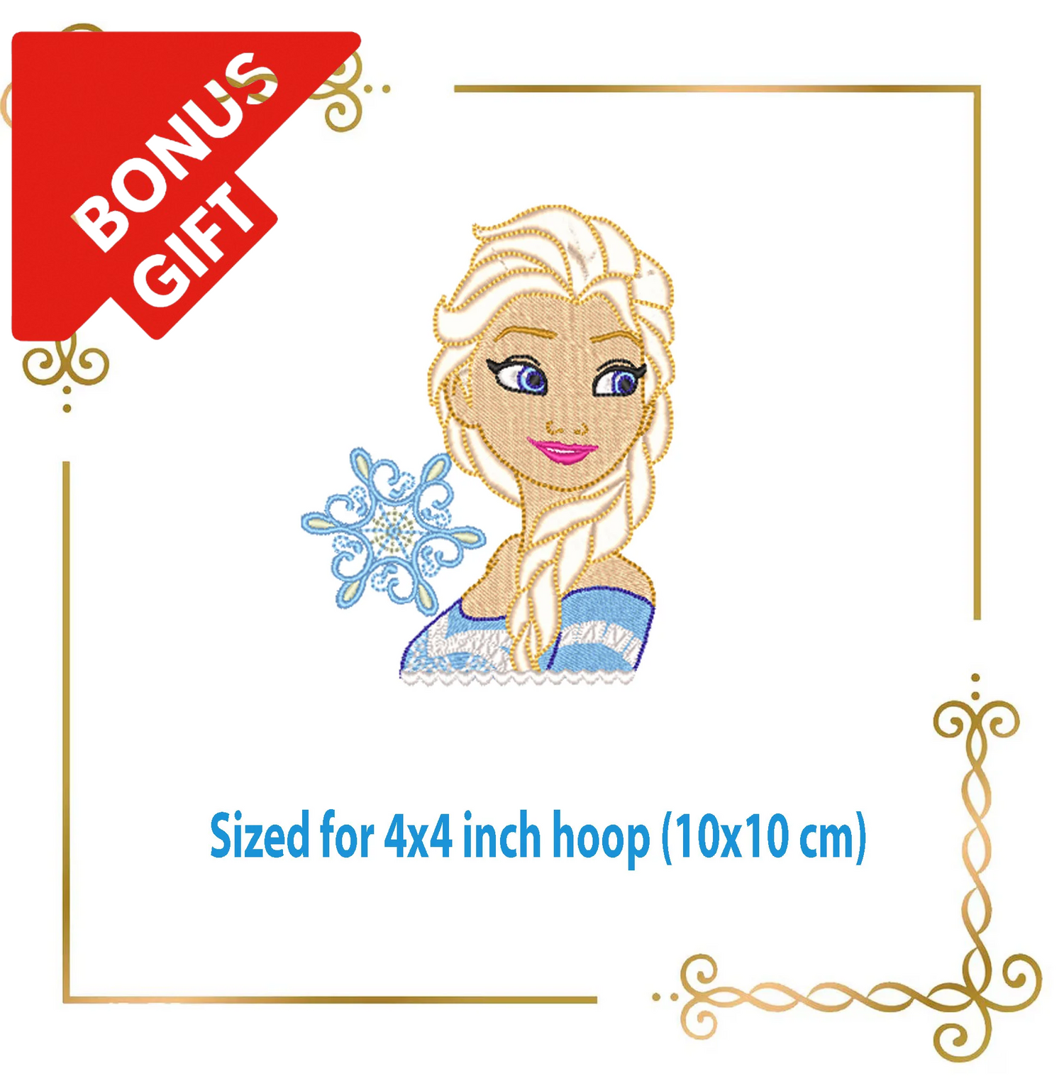 Badged - Gift design Princess Elsa frozen disney embroidery design
