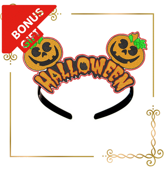 Badged - Gift design Halloween pumpkin Crown Mickey Mouse ears embroidery design