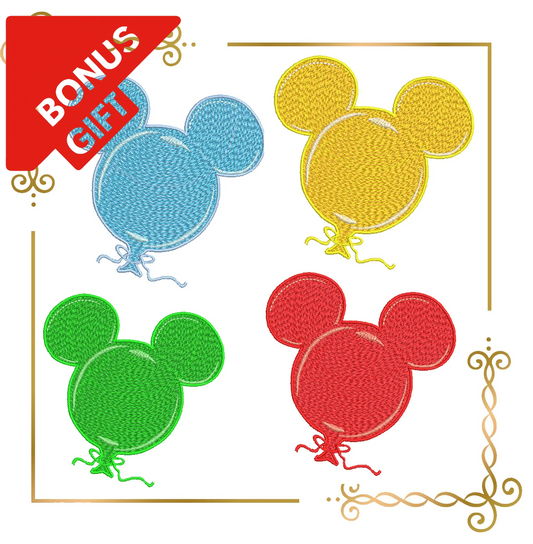 Badged - Gift design Mickey Mouse Head Balloons embroidery design